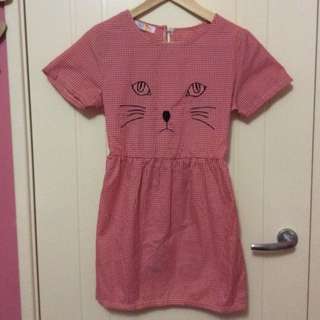 Cheep Red And White Check Cat Dress