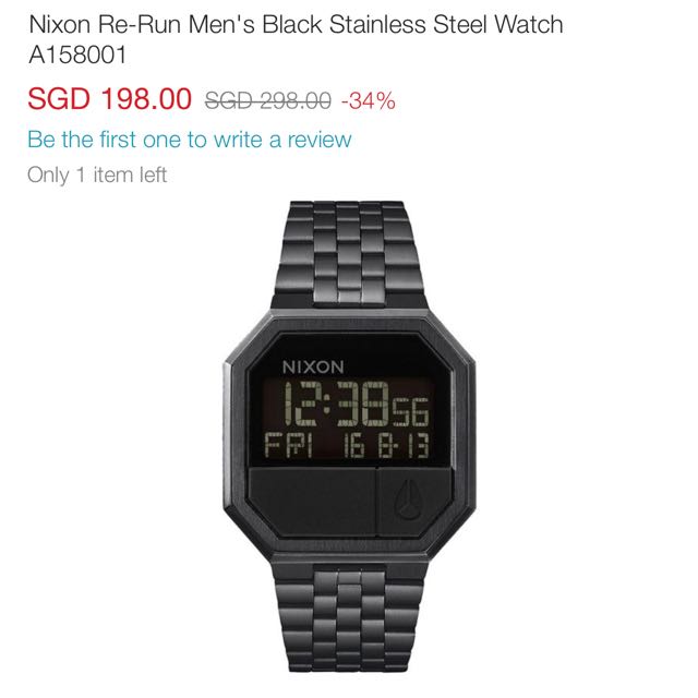 Black Nixon Re run Two Button Digital Watch