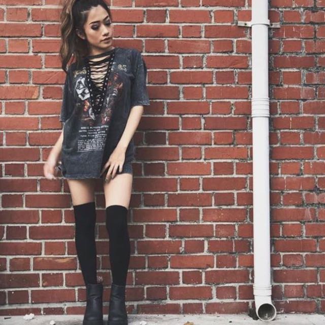 acid wash band tee