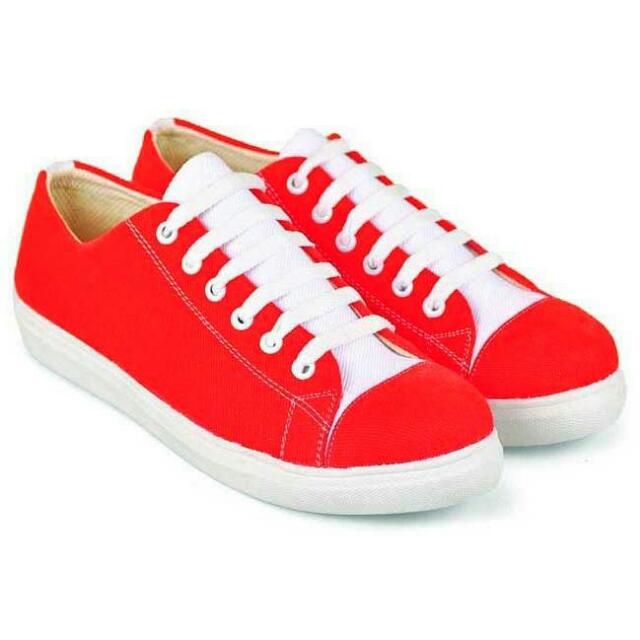 Sepatu Sneakers Kets Wanita Merah Olshop Fashion Olshop Wanita On Carousell