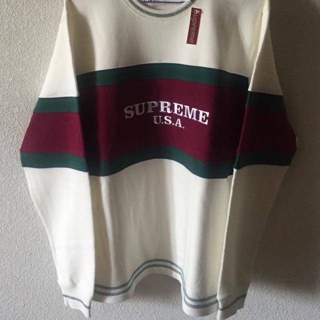 Supreme Center stripe Crewneck Men s Fashion Tops Sets