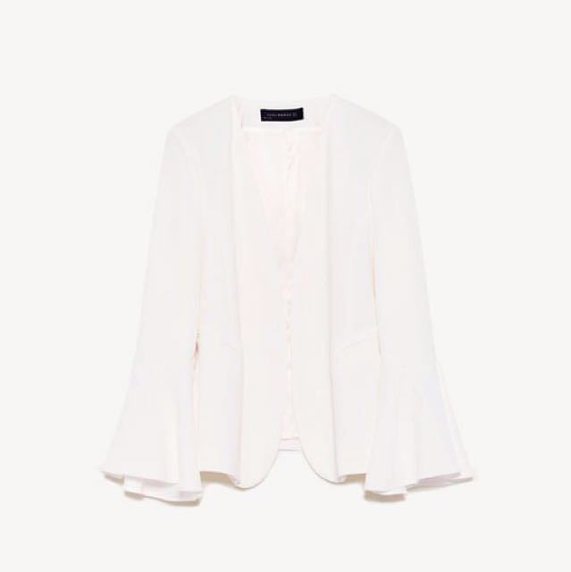 ZARA White Bell Sleeve Jacket, Women's 