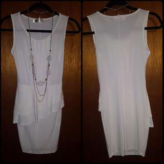 White Dress With Chain Necklace