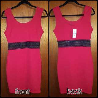 Red Dress With Mesh Waistline