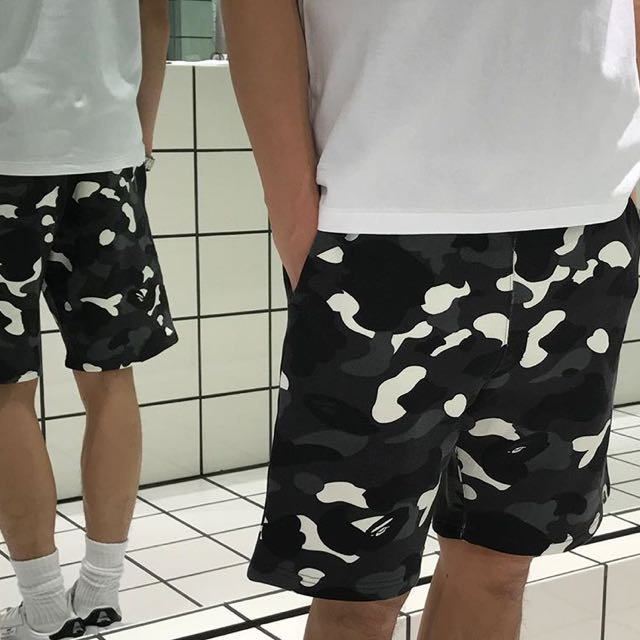 bape camo sweat shorts