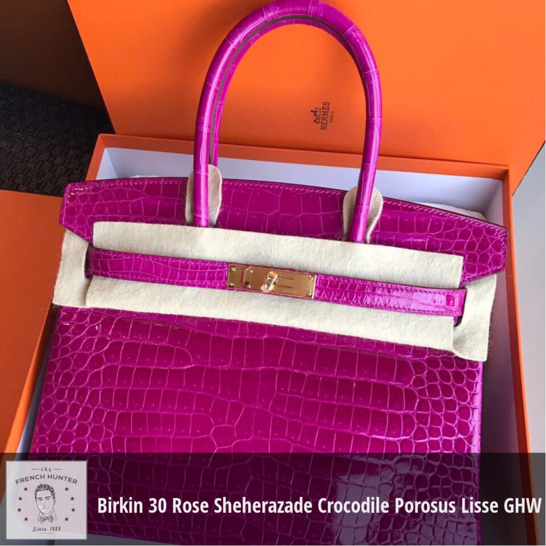 INSTOCK] Hermes Croc Birkin 30 Gris Tourterelle in shiny Porosus,PHW, Stamp  D, Luxury, Bags & Wallets on Carousell