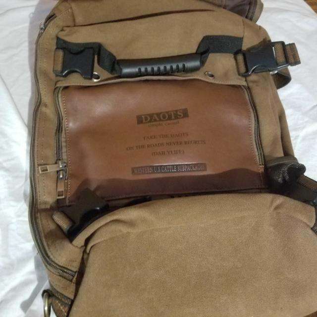 Daots Canvas Leather Casual Backpack Vintage Rucksack Everything