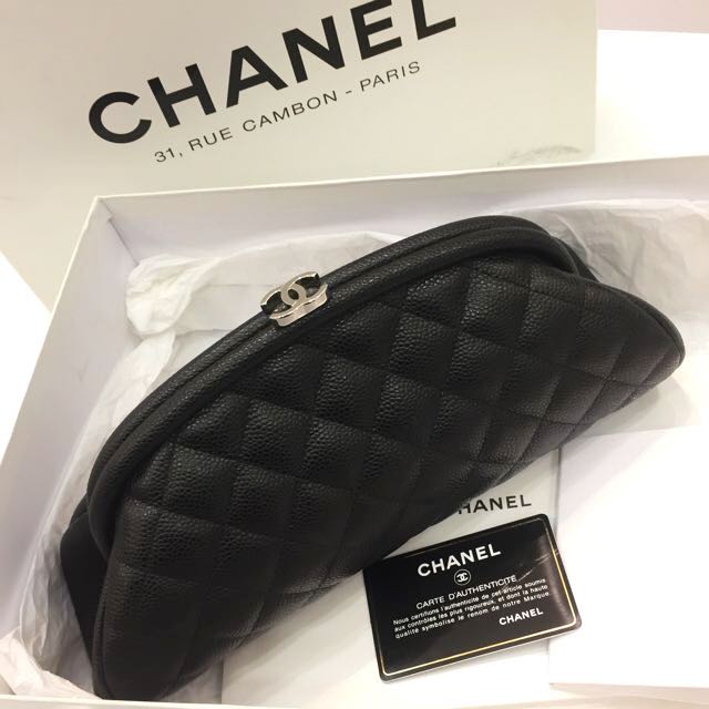 ❌SOLD❌ Full Set With Receipt - Like New Condition Chanel Timeless Clutch In  Black Caviar SHW
