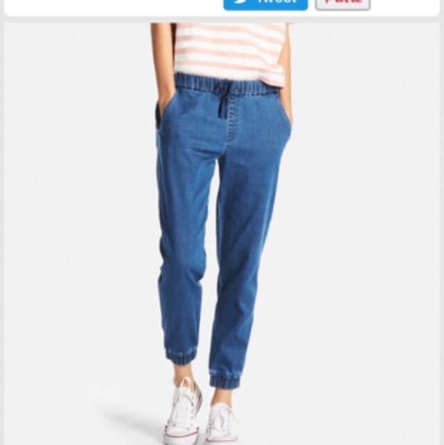 Uniqlo denim joggers cheap