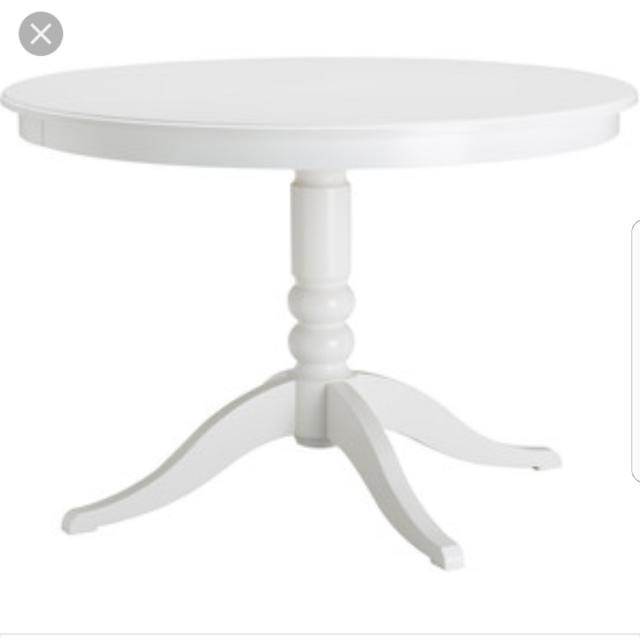 White Ikea Liatorp Extendable Round Dining Table, Furniture & Home ...