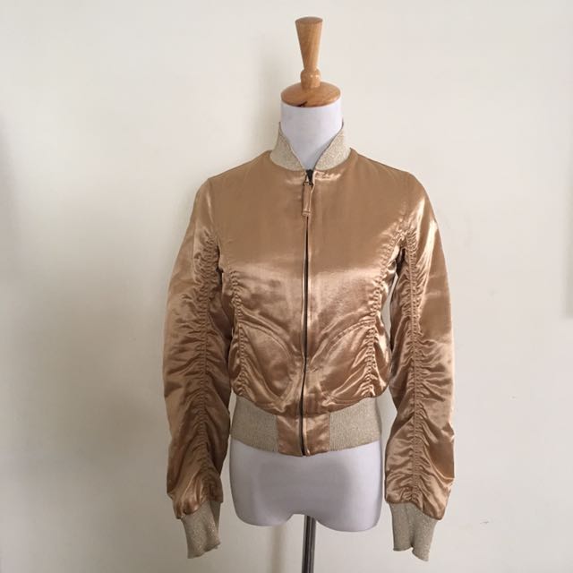 Original ZARA Metallic Gold Jacket, Women's Fashion, Coats, Jackets and