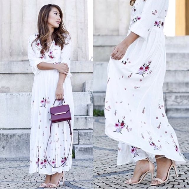 wondrous floral embroidered maxi dress