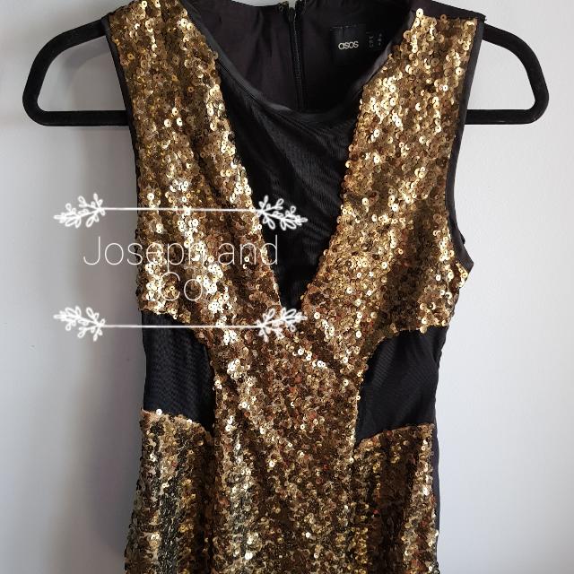 asos black sequin dress