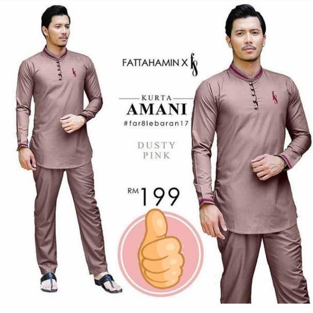  Baju  Melayu  Far8 Fattah  Amin  Kurta Set Dusty Pink Size L 
