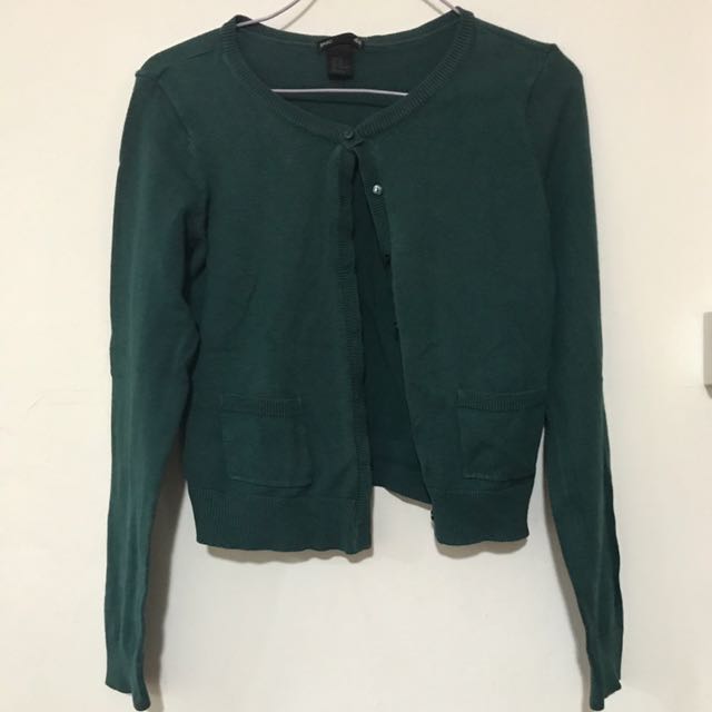 dark green cropped cardigan
