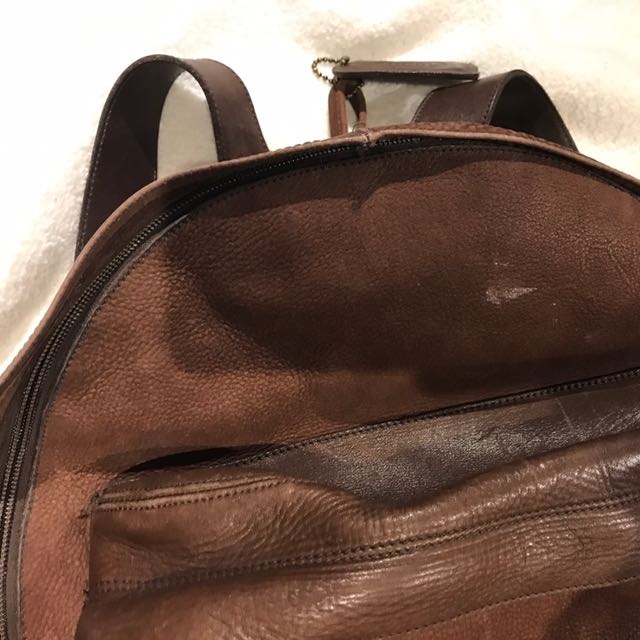 roots black leather backpack