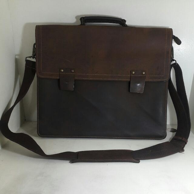 calvin klein leather laptop bag