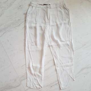 Zara Silk White Loose Pants