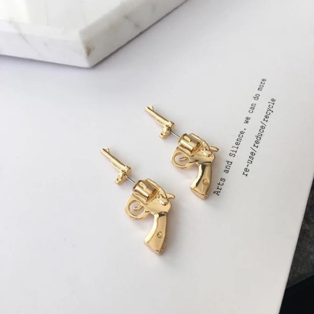 Gold deals gun earrings