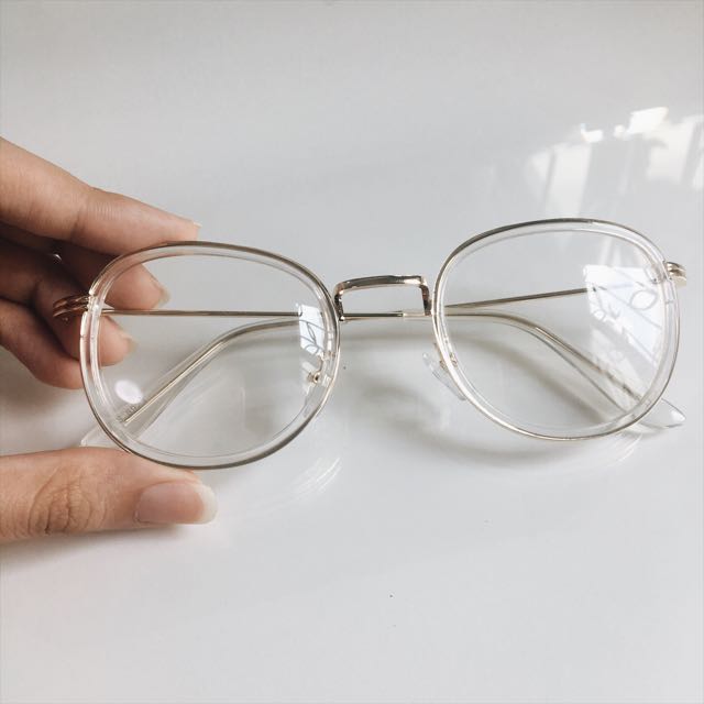 Korean Transparent Frame With Inner Gold Frame Specs Glasses