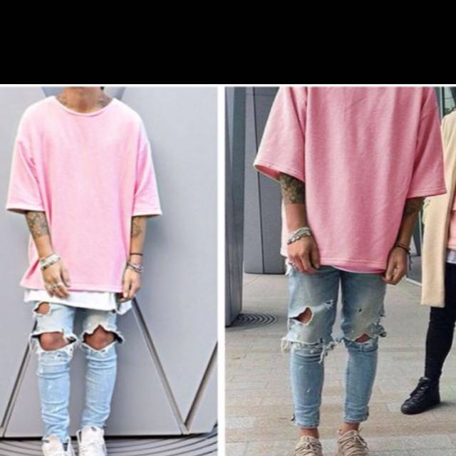 Men's Dotwork Oversize T-Shirt In Soft Pink
