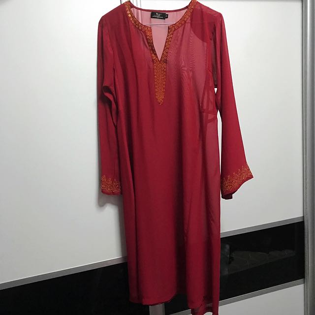 Baju Kurung Top Red Hari Raya 2017 Women S Fashion Muslimah Fashion On Carousell