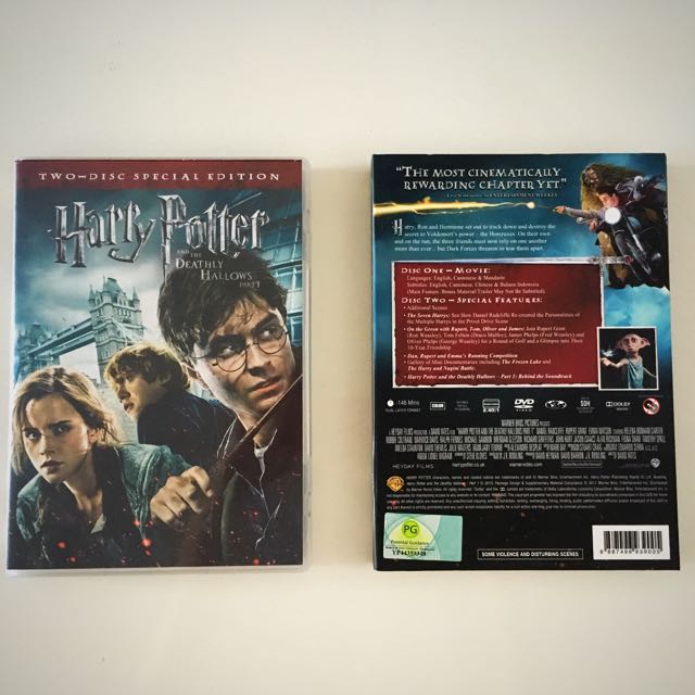 Carousell　Toys,　DVD　Media,　DVDs　Deathly　on　2-Disc　Special　Hallows:　Box　Exclusive　Extras,　Part　CDs　I　Music　Edition　Hobbies　Harry　Potter