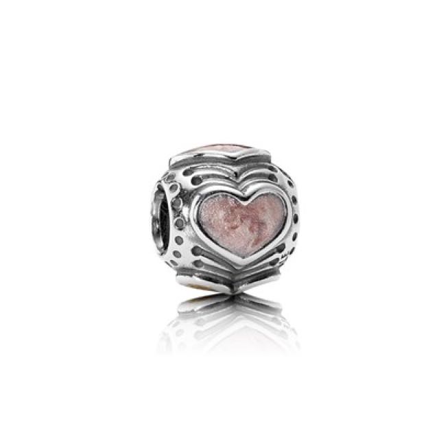 Pandora pink enamel heart charm new arrivals