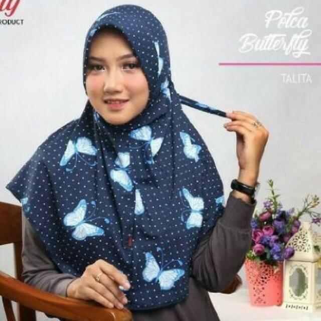 Jilbab Instan Serut Motif Kupu Kupu Hijab Instant Murah Looking For