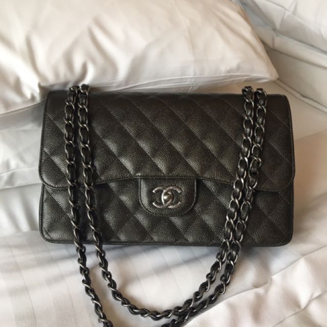 grey chanel classic flap