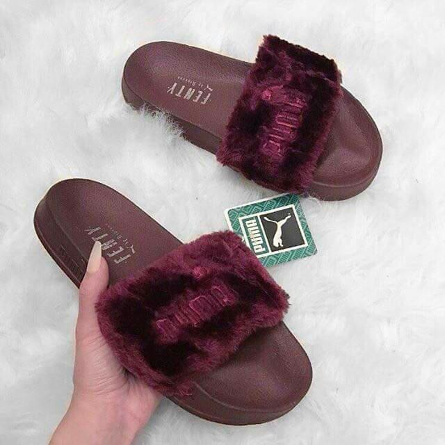 puma slippers pink fur