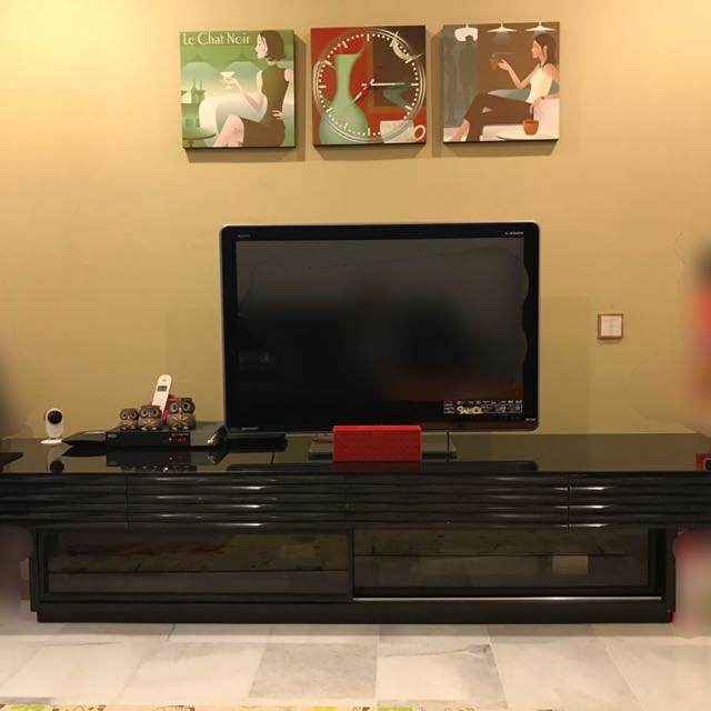 Rozel Glass Top Tv Cabinet Home Furniture Furniture On Carousell