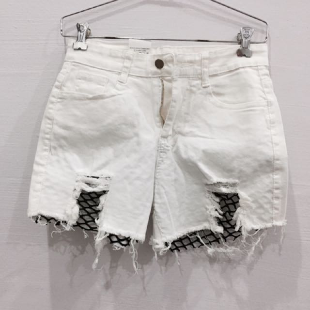 Fishnet shorts white hotsell