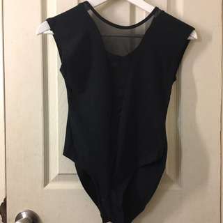 Black Bodysuit with Mesh Detail