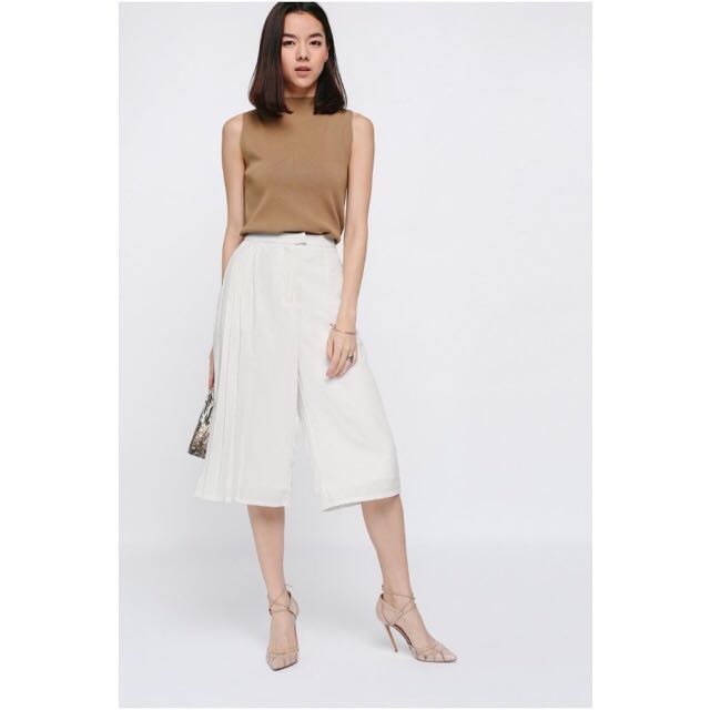 White pleated culottes Outlet