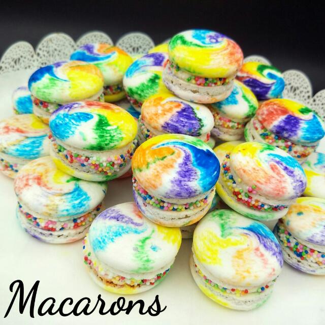 Rainbow Macaron Macaroons Marble Unicorn Colorful Dessert Table