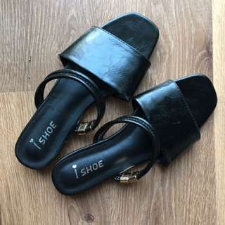 全新黑色露趾平底涼鞋64246019001089110