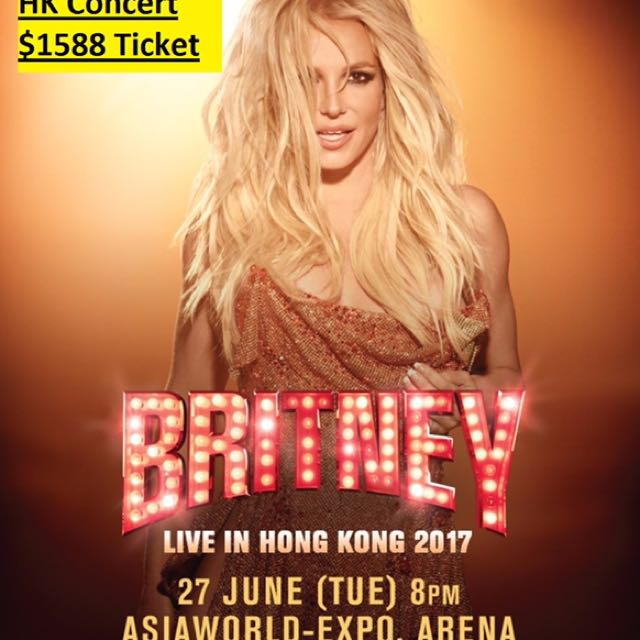800 Britney Spears HK Concert Tickets (Original 1,588), 門票＆禮券, 本地景點門票