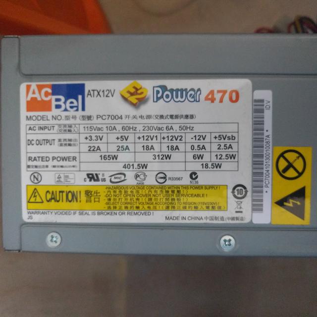 AcBel 470w Power Supply, Computers & Tech, Parts & Accessories, Cables ...