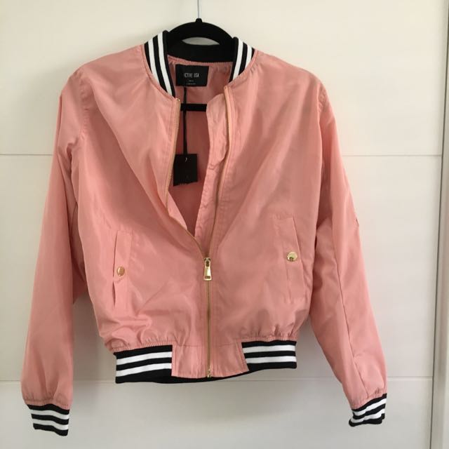 Active Usa Pink Bomber Jacket Women S Fashion Clothes On Carousell