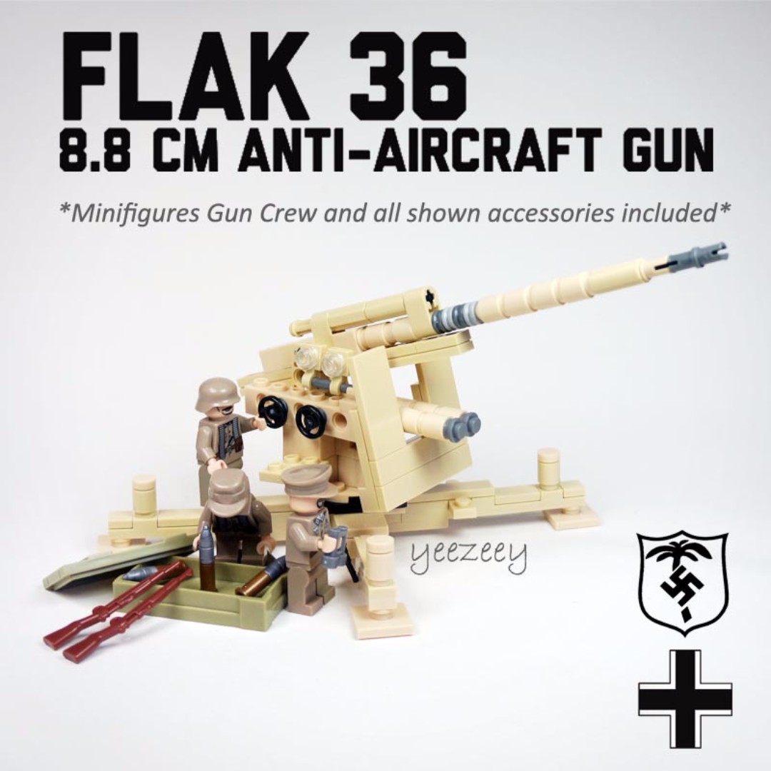 Construction Brick German Flak 36 88mm Gun 100 Lego Compatible
