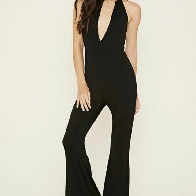 halter flared jumpsuit