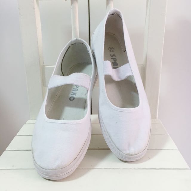 2FREE1 White Mary Jane Canvas Flats 