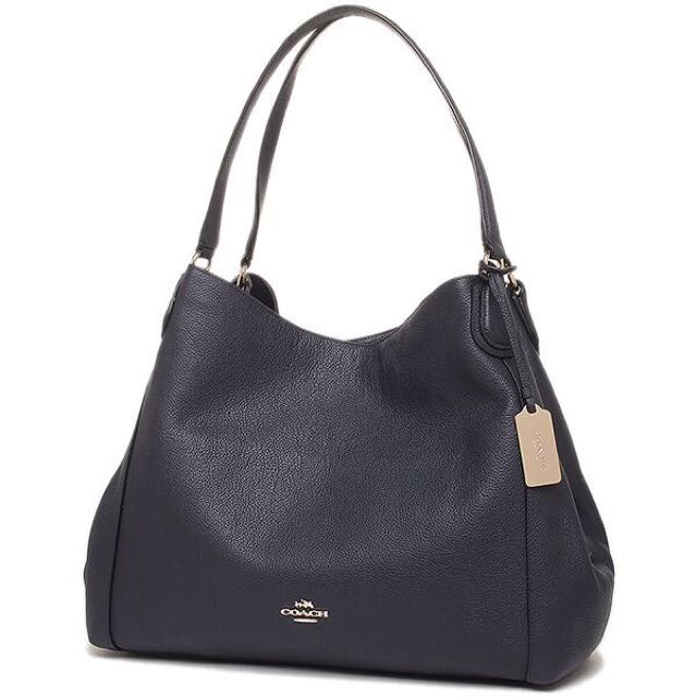 COACH Edie Shoulder Bag 31 In Refined Pebble Leather in Blue