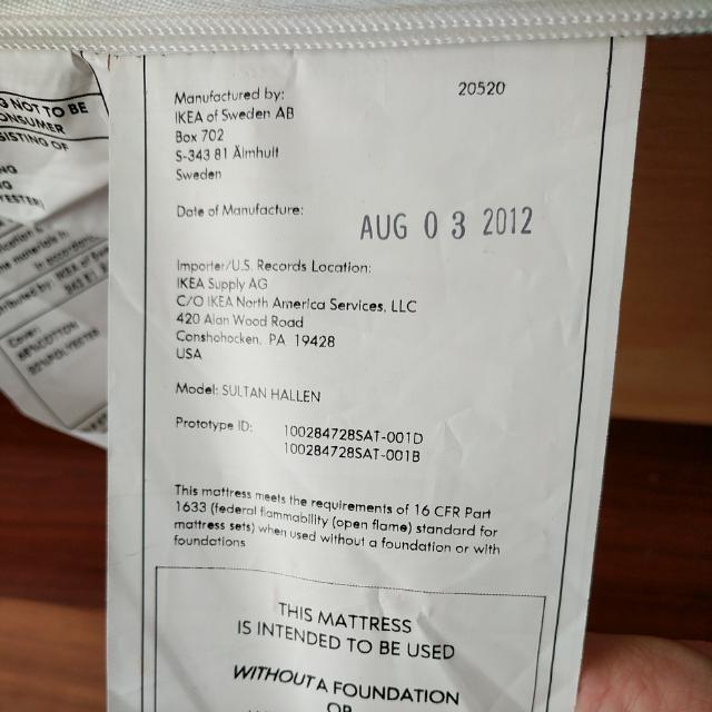 IKEA Sultan Hallen Queen Size Mattress