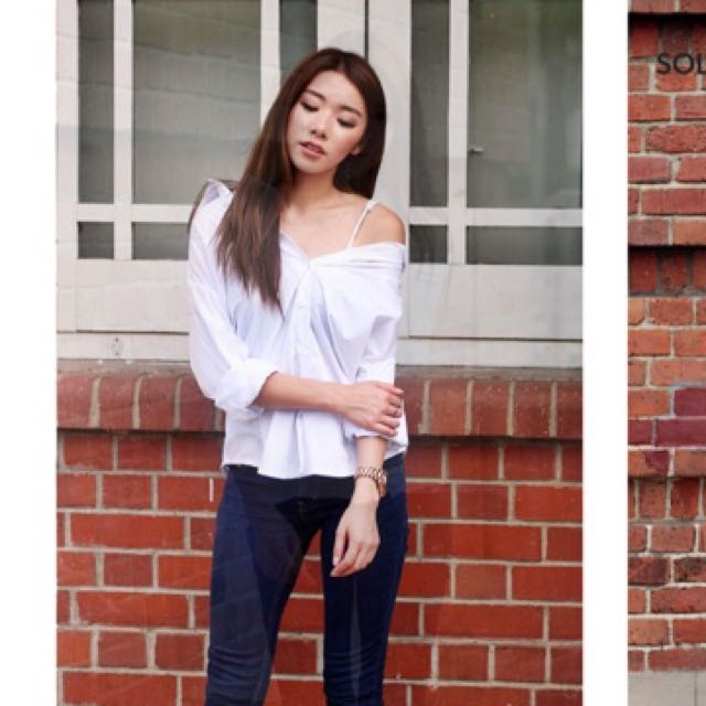 Oversized shirt off the shoulder hotsell