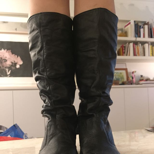 knee length leather boots uk