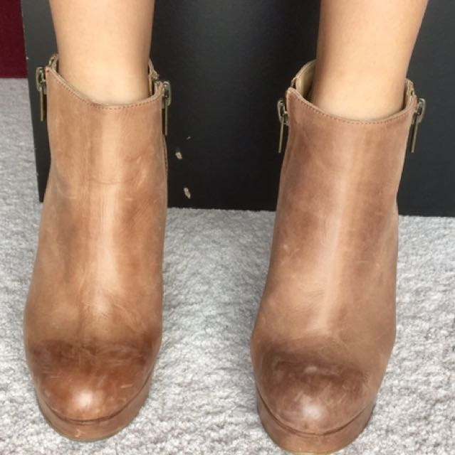 Tan Tony Bianco Heeled Ankle Boots Size 8 Women s Fashion Shoes on Carousell