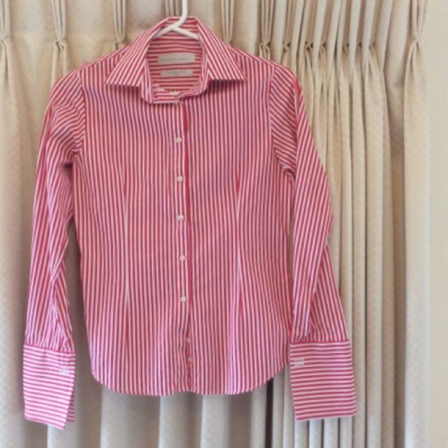 Women S Rhodes Beckett Hot Pink And White Shirt Size 8