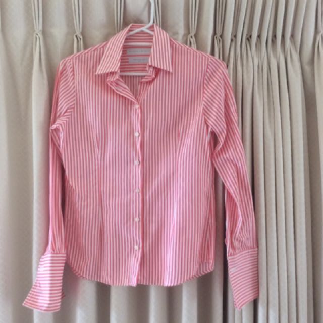 Womens Rhodes Beckett Shirt Light Pink And White Size 8